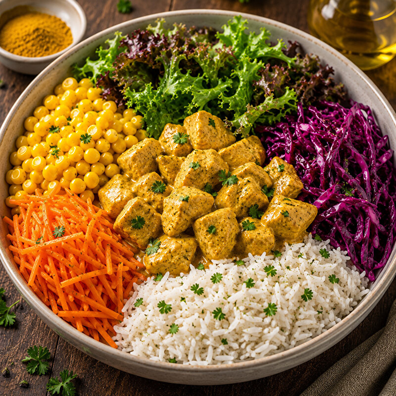Köri Soslu Tavuklu Bowl (600 gr)
