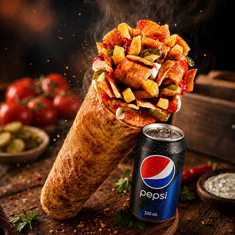 Klasik Tavuk Döner Dürüm + 330ml Pepsi Kola