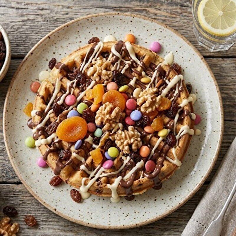 Kuru Meyveli Waffle Tabağı