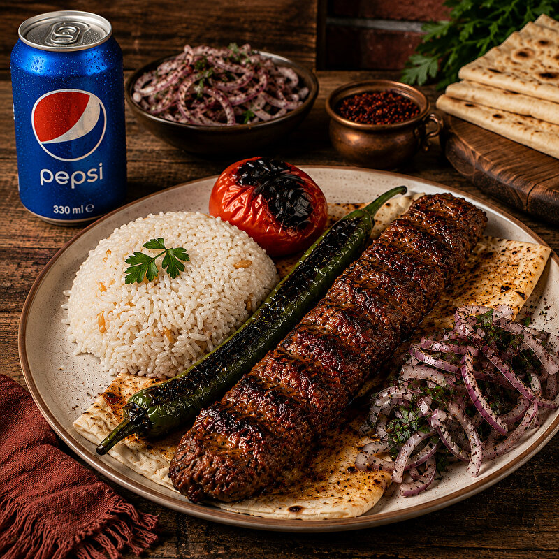 Adana Kebap Porsiyon + Pepsi Kola(330 ml) Menü