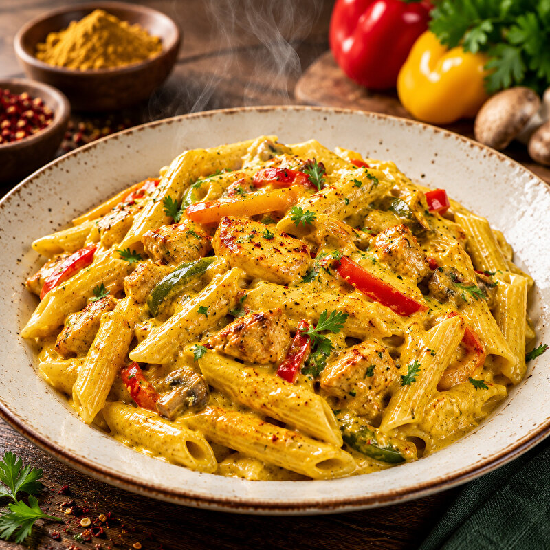 Köri Soslu Tavuklu Penne (400 gr)