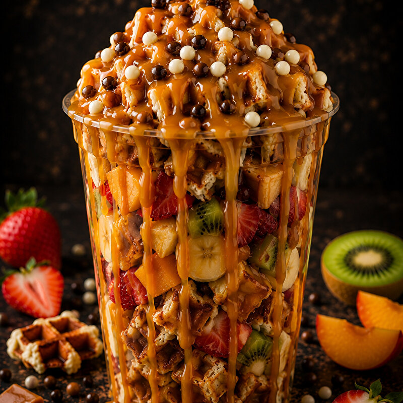 Karamel Soslu Waffle Cup