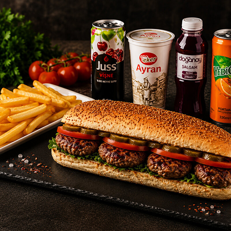 Yarım Ekmek Arası Köfte + Patates + 330ml Pepsi Menü