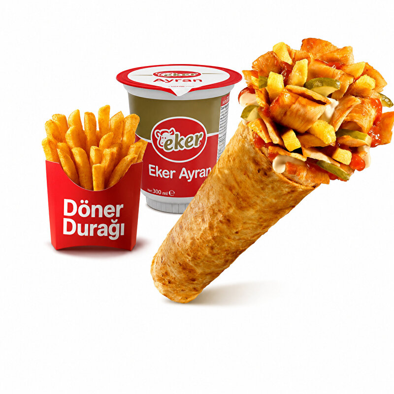 Tavuk Döner Dürüm + Patates Kızartması + Ayran