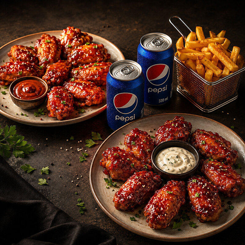 500gr Izgara Tavuk Kanat Menü (2 Kişilik)