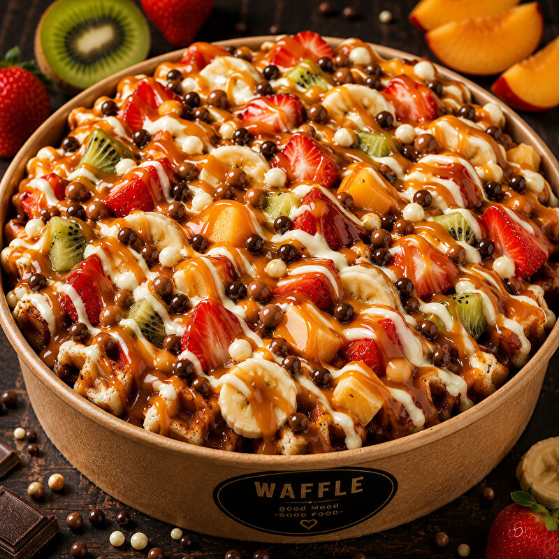 Karamel Soslu Waffle Kova