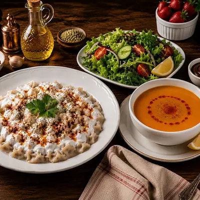 Klasik Mantı + Çorba + Salata Menü