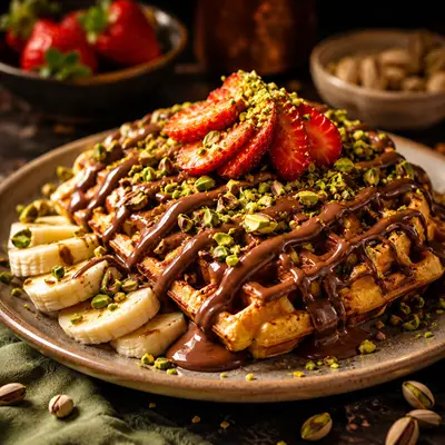 Double Çikolatalı Waffle Tabağı