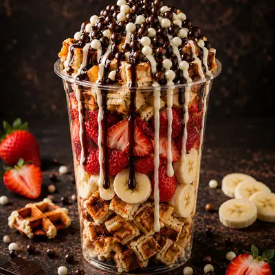 Muzlu ve Çilekli Waffle Cup