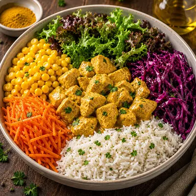 Köri Soslu Tavuklu Bowl (600 gr)