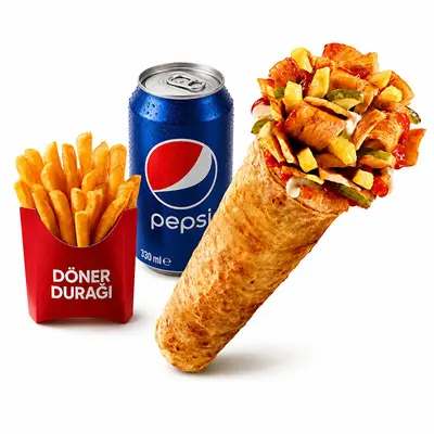 Tavuk Döner Dürüm + Patates Kızartması + 330ml Pepsi Kola