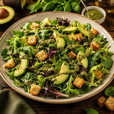 Avokadolu Pesto Soslu Salata