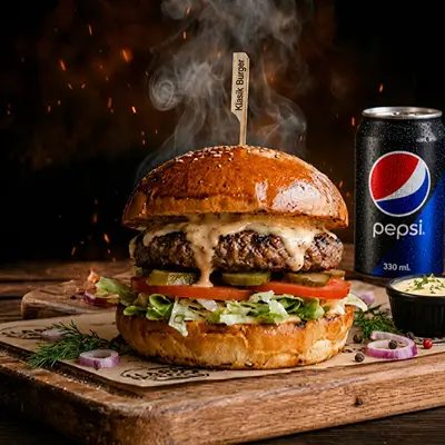 Klasik Burger + Pepsi Kola (330 ml) Menü