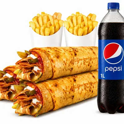 3 Adet Tavuk Dürüm + Büyük Boy Patates + 1 lt Pepsi Kola Menü