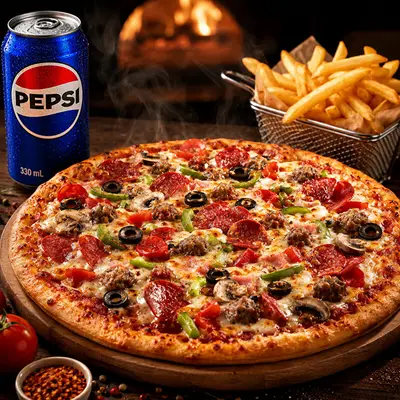 Orta Boy Karışık Pizza + Patates + İçecek