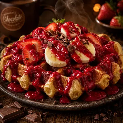 Frambuaz Soslu Waffle Tabağı