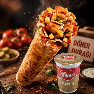 Tavuk Döner Dürüm + Eker Ayran (Ekonomik Menü)