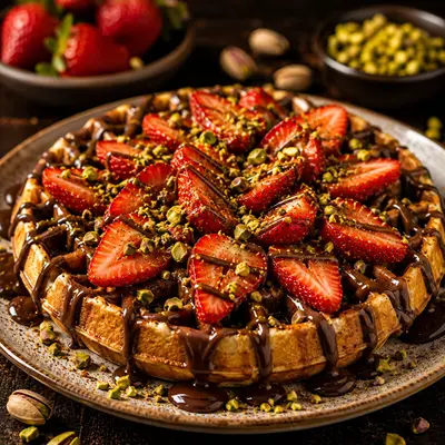 Çilekli Waffle Tabağı