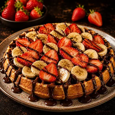 Çilekli ve Muzlu Waffle Tabağı