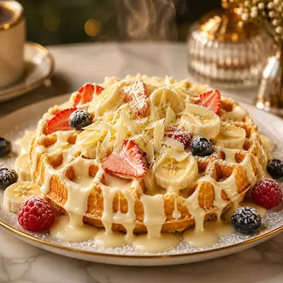 Beyaz Çikolatalı Waffle Tabağı